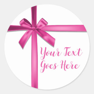 Pastel Pink Satin Ribbon Bow Birthday Party Classic Round Sticker