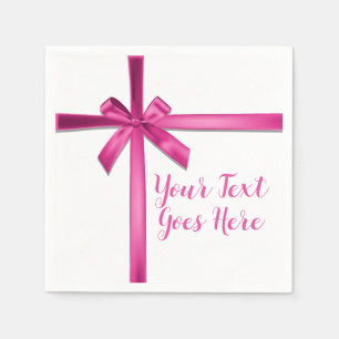 Pastel Pink Satin Ribbon Bow Birthday Party Napkin