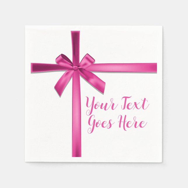 Pastel Pink Satin Ribbon Bow Birthday Party Napkin (Front)