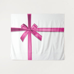 Pastel Pink Satin Ribbon Bow Birthday Party Tapestry