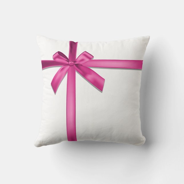 Pastel Pink Satin Ribbon Bow  Cushion (Back)