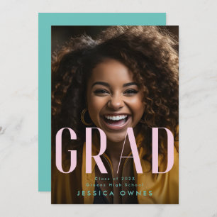 Pastel Pink Sea Green High School Class 2024 Photo Announcement