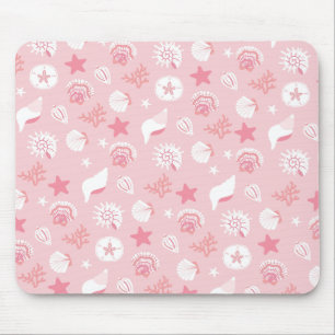 Pastel Pink Sea Shells and Coral Seamless Pattern Mouse Mat