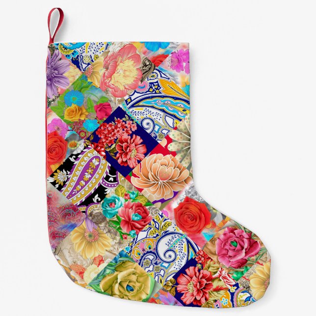 Pastel pink Seamless pattern spring branch delicat Small Christmas Stocking (Front)