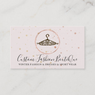 Pastel Pink Seamstress Fashion Tailor Swirl Hanger Business Card