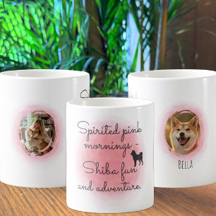 Pastel Pink Shiba Inu Watercolor Custom Photo Coffee Mug