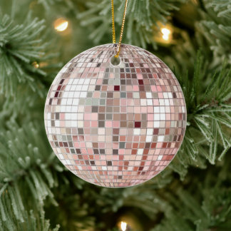 Pastel Pink & Silver Disco Ball  Ceramic Tree Decoration