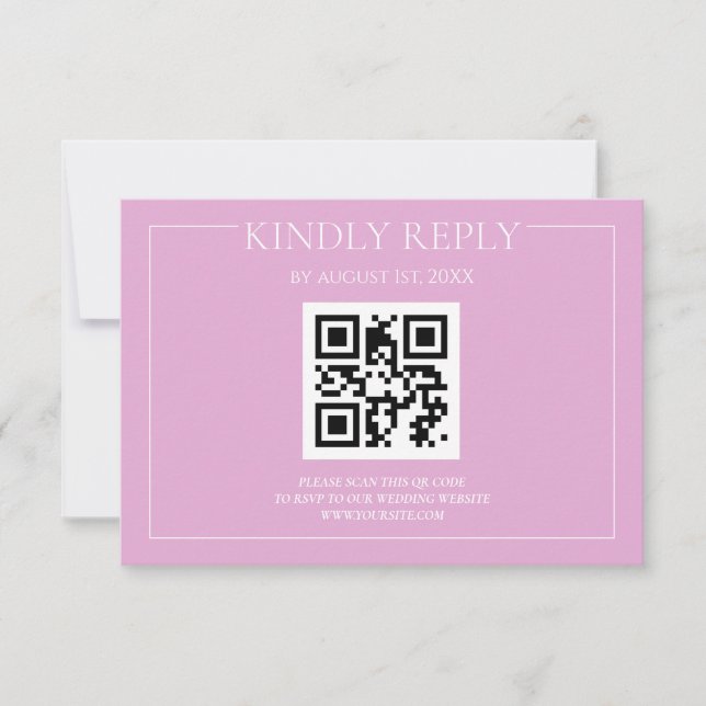 Pastel Pink Simple Modern Wedding RSVP Card (Front)