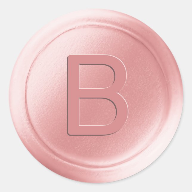 Pastel Pink Single Letter Wax Seal Look Sticker (Front)