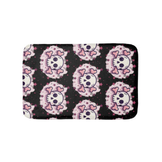 Pastel Pink Skull and Crossbones Bath Mat
