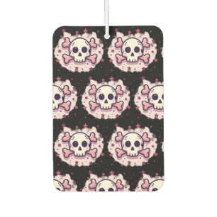 Pastel Pink Skull and Crossbones Car Air Freshener
