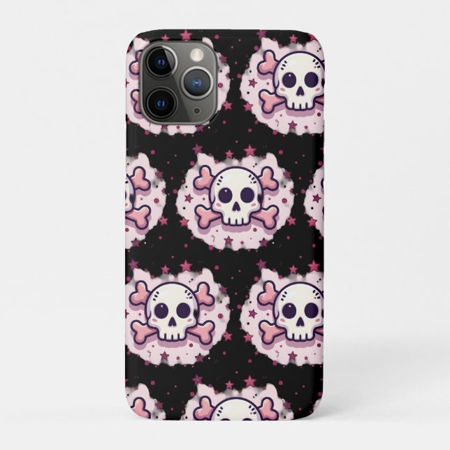 Pastel Pink Skull and Crossbones Case-Mate iPhone Case (Back)