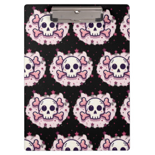 Pastel Pink Skull and Crossbones Clipboard