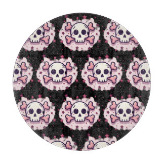 Pastel Pink Skull and Crossbones Cutting Board