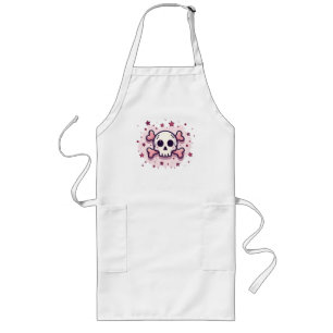 Pastel Pink Skull and Crossbones Long Apron