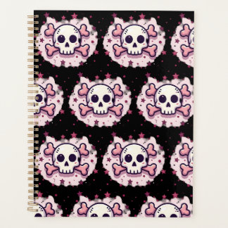 Pastel Pink Skull and Crossbones Planner