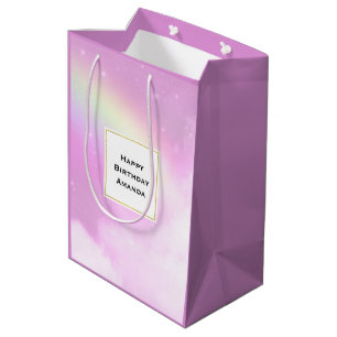 Pastel Pink Sky with Yellow Rainbow Medium Gift Bag