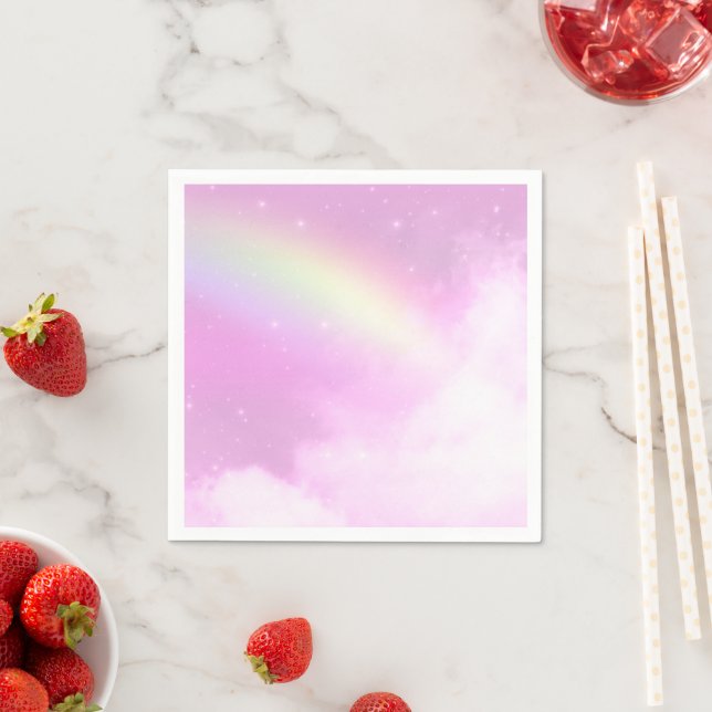Pastel Pink Sky with Yellow Rainbow Napkin (Insitu)