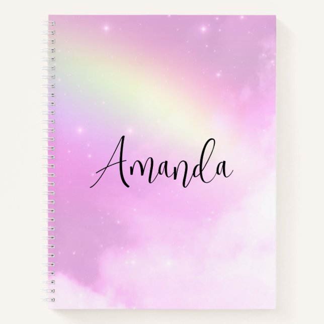 Pastel Pink Sky with Yellow Rainbow Notebook (Front)