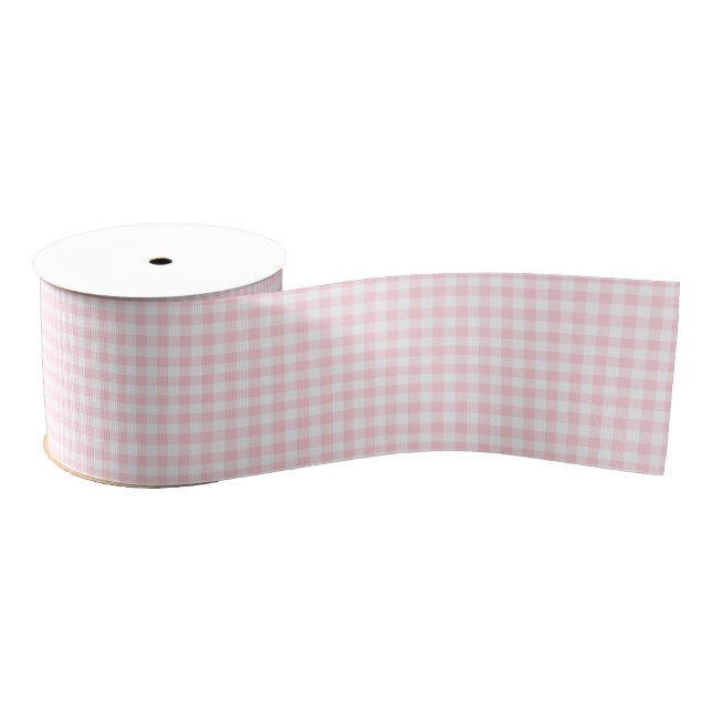 Pastel Pink Small Gingham Grosgrain Ribbon (Spool)