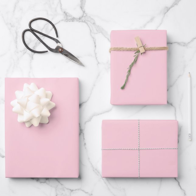 Pastel Pink Solid Colour | Classic | Elegant Wrapping Paper Sheet (Front)