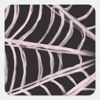 Pastel Pink Spider Web Retro Illustration Square Sticker