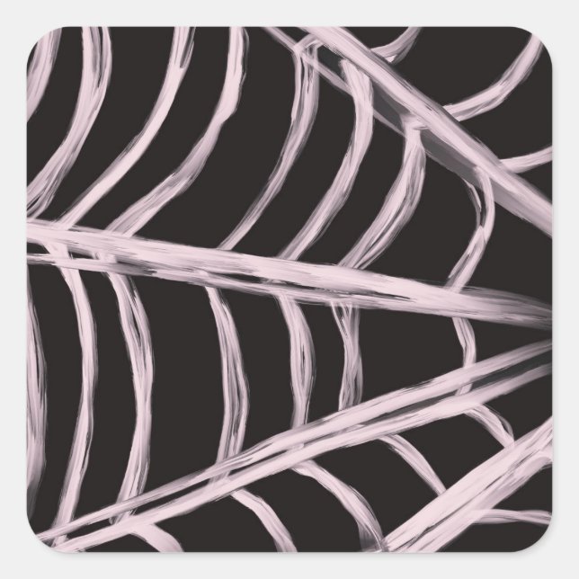 Pastel Pink Spider Web Retro Illustration Square Sticker (Front)