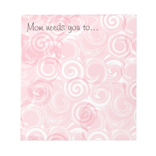 Pastel Pink Spiral Template Background Notepad (Front)