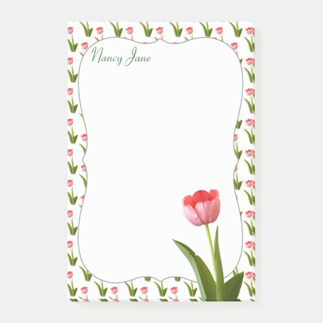 Pastel Pink Spring Tulip Floral Photography Post-it Notes (Front)