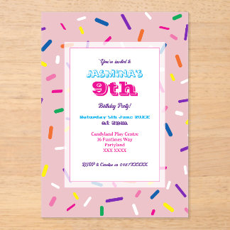 Pastel Pink Sprinkles Acrylic Invitation