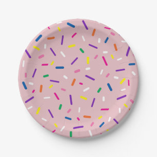 Pastel Pink Sprinkles Paper Plate