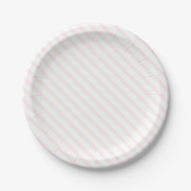 Pastel Pink Striped Party Paper Plate (Front)