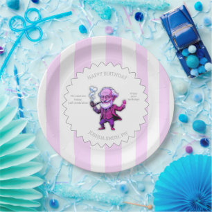 Pastel Pink Striped Psychology Freud Cartoon Scall Paper Plate