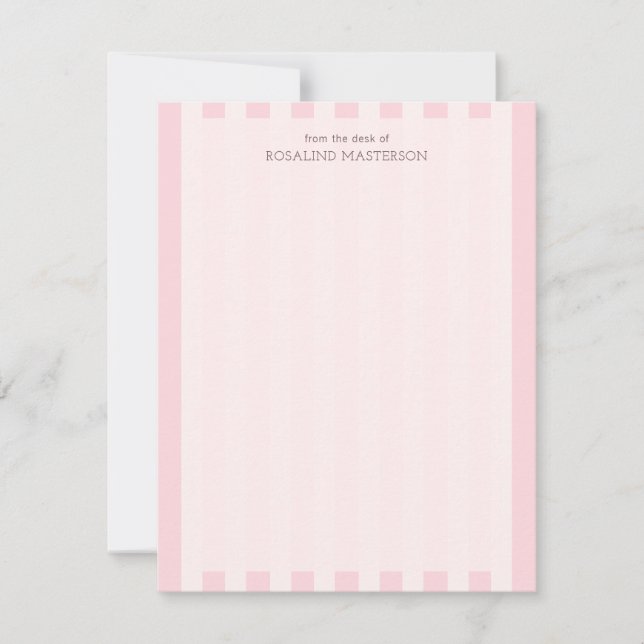 Pastel Pink Stripes Elegant Monogram Card (Front)