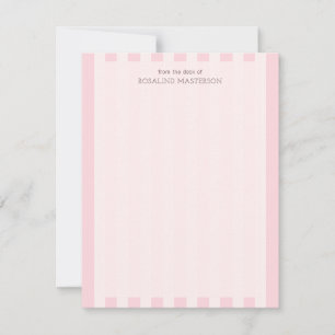 Pastel Pink Stripes Elegant Monogram Card