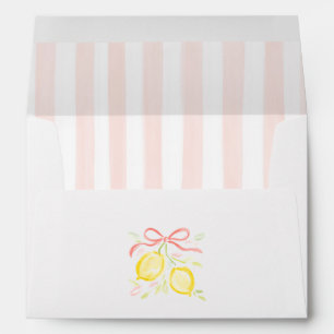 Pastel Pink Stripes Lemon Branches With Bow Envelope