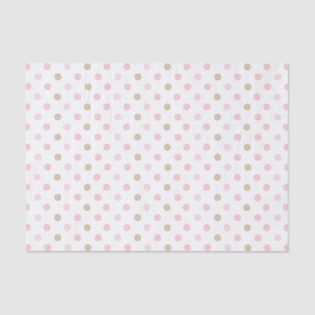 PASTEL  PINK & TAN POLKA DOTS TISSUE PAPER (Front)