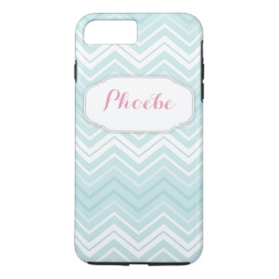 Pastel Pink & Teal Chevron Zigzag Personalised iPhone 8 Plus/7 Plus Case