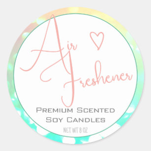 Pastel Pink Teal Modern Calligraphy Script Heart Classic Round Sticker