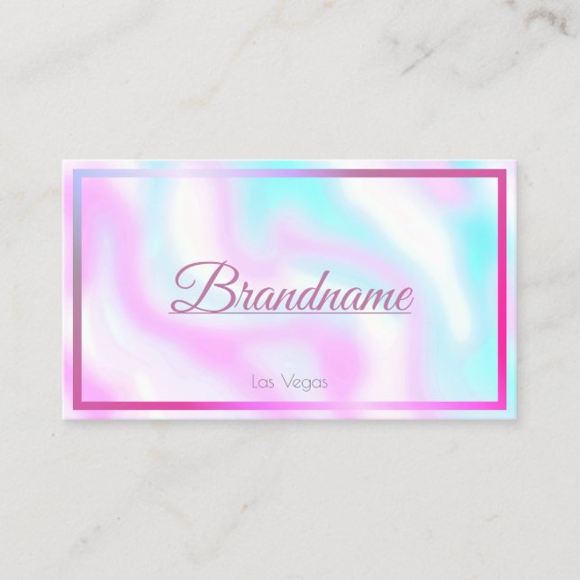 Pastel Pink Teal Watercolor Frame Custom Services Business Card (Front)