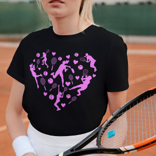 Pastel Pink Tennis Lover Heart Graphic T-Shirt