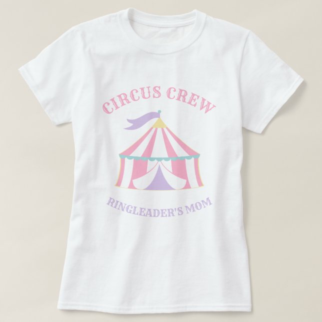 Pastel Pink Tent Circus Carnival Birthday T-Shirt (Design Front)