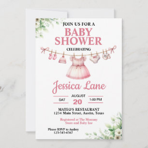 Pastel Pink Tutu Girl Baby Shower Invitation
