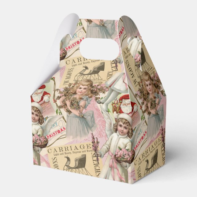 Pastel Pink Victorian Christmas   Favour Box (Front Side)