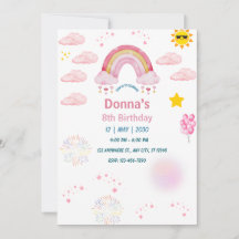 Pastel pink watercolor cute rainbow little girl