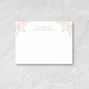 Pastel Pink Watercolor Floral Personalised Name Post-it Notes