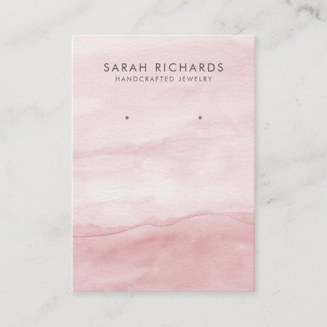 Pastel Pink Watercolor Jewellery Earring Display Business Card (Front)