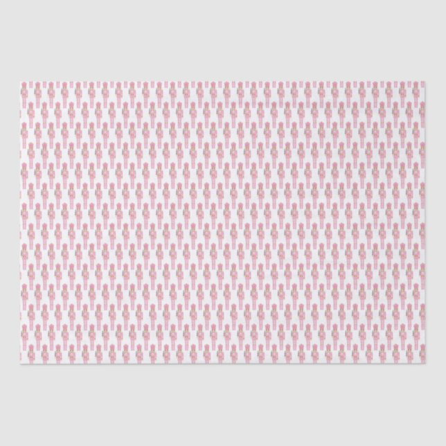 Pastel Pink Watercolor Nutcracker Kitsch Christmas Tissue Paper (Front)