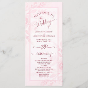 Pastel Pink Watercolor Peonies Elegant Wedding Programme
