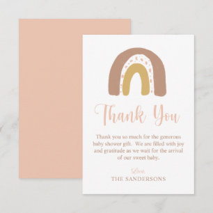 Pastel Pink Watercolor Rainbow Baby. Shower Thank You Card